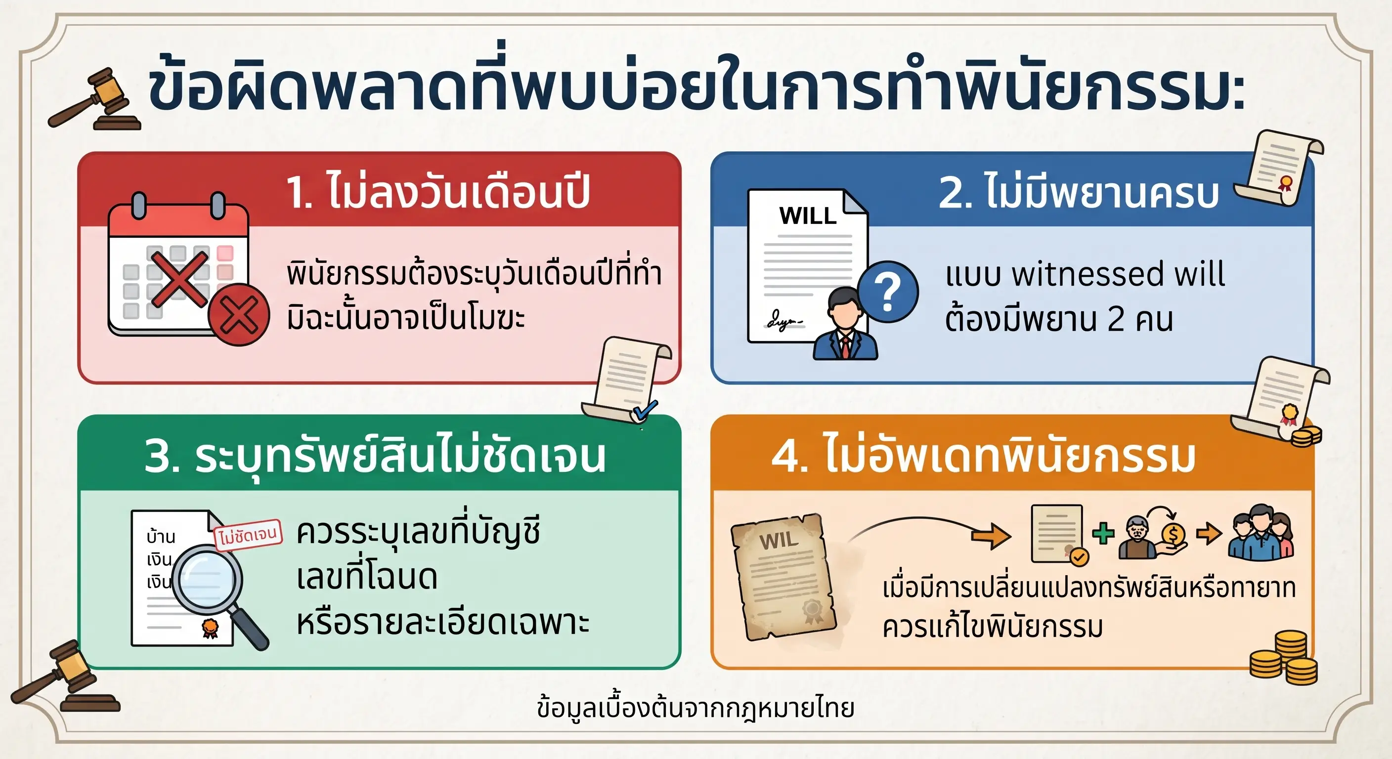 ข้อผิดพลาดที่พบบ่อยในการทำพินัยกรรม
