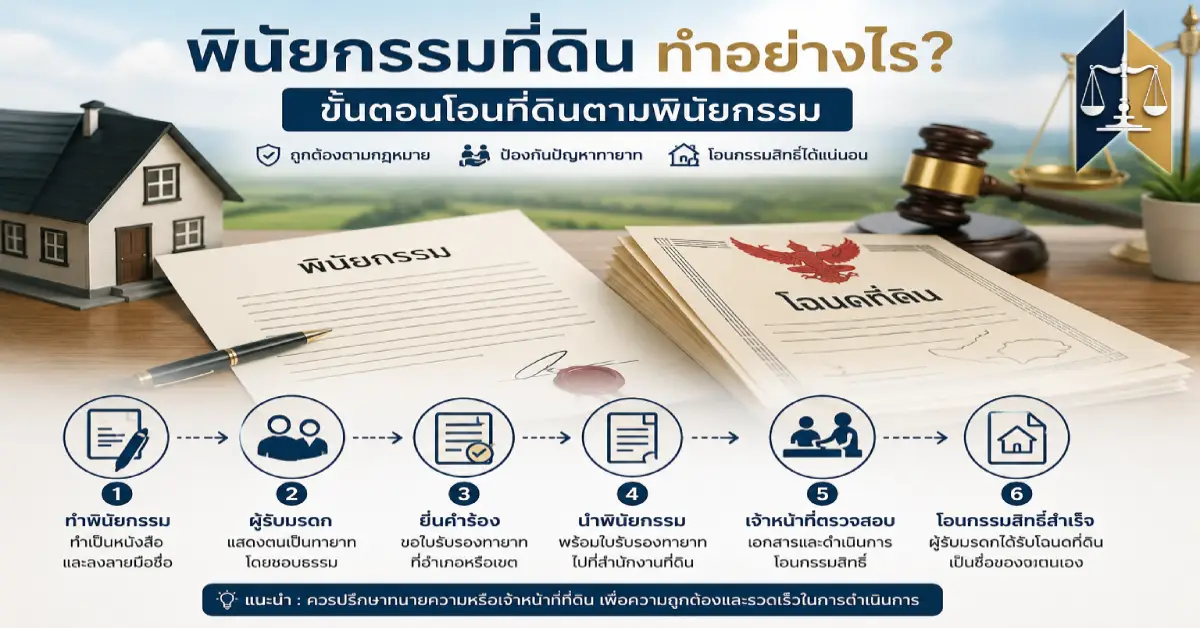 พินัยกรรมที่ดิน ทำอย่างไร ขั้นตอนโอนที่ดิน